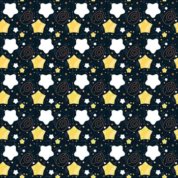 Seamless stars pattern on dark background. Star vector illustration
