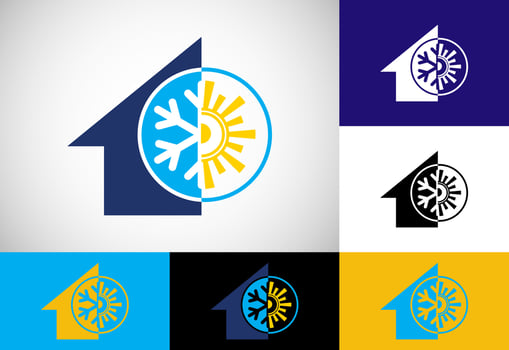 Air conditioner logo sign symbol. Hot and cold symbol vector