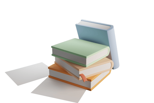 books stacked together in layers 3D rendering png
