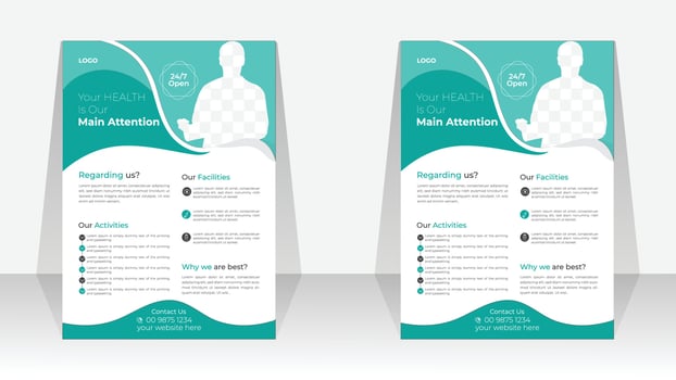 Modern abstract healthcare flyer design A4 vector template for print.