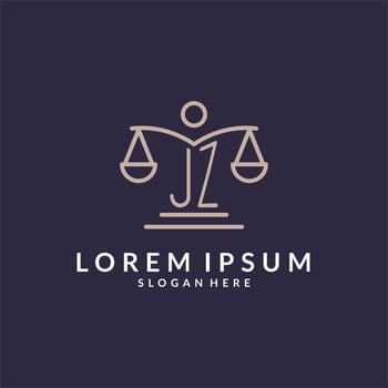 JZ initials combined with the scales of justice icon, design inspiration for law firms in a modern and luxurious style vector