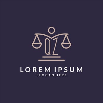 QZ initials combined with the scales of justice icon, design inspiration for law firms in a modern and luxurious style vector