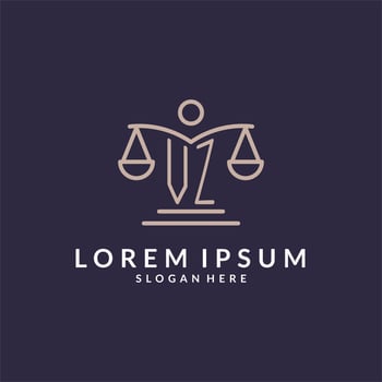 VZ initials combined with the scales of justice icon, design inspiration for law firms in a modern and luxurious style vector