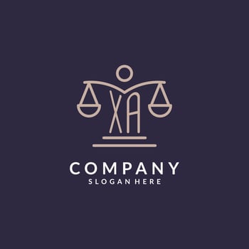 XA initials combined with the scales of justice icon, design inspiration for law firms in a modern and luxurious style vector