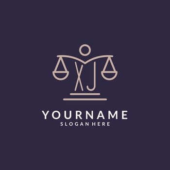 XJ initials combined with the scales of justice icon, design inspiration for law firms in a modern and luxurious style vector