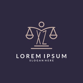 XZ initials combined with the scales of justice icon, design inspiration for law firms in a modern and luxurious style vector