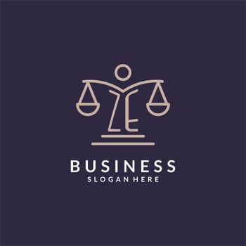 ZE initials combined with the scales of justice icon, design inspiration for law firms in a modern and luxurious style vector