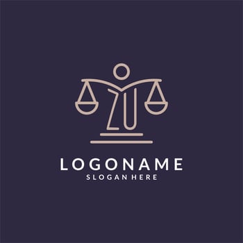 ZU initials combined with the scales of justice icon, design inspiration for law firms in a modern and luxurious style vector