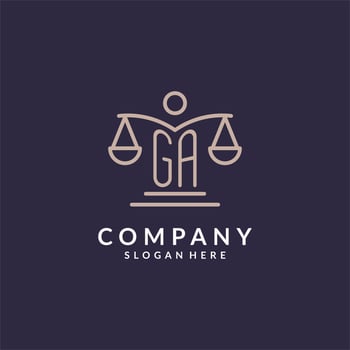 GA initials combined with the scales of justice icon, design inspiration for law firms in a modern and luxurious style vector