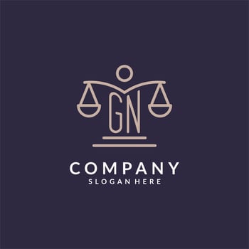 GN initials combined with the scales of justice icon, design inspiration for law firms in a modern and luxurious style vector