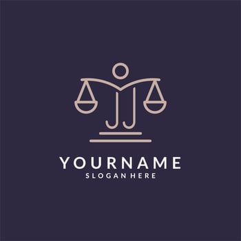 JJ initials combined with the scales of justice icon, design inspiration for law firms in a modern and luxurious style vector