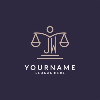 JW initials combined with the scales of justice icon, design inspiration for law firms in a modern and luxurious style vector