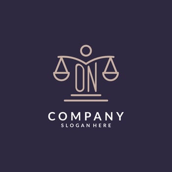 ON initials combined with the scales of justice icon, design inspiration for law firms in a modern and luxurious style vector
