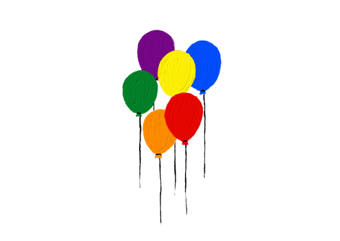 Rainbow balloon oil paint brush  style watercolor background.LGBT  Pride month watercolor png