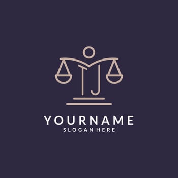 TJ initials combined with the scales of justice icon, design inspiration for law firms in a modern and luxurious style vector
