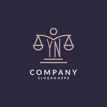YN initials combined with the scales of justice icon, design inspiration for law firms in a modern and luxurious style vector