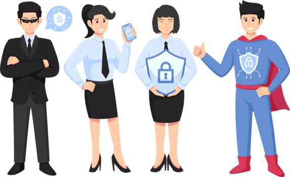 Digital data protection design illustration. Cyber security cartoon character illustrations. Cloud computing network safety concept png