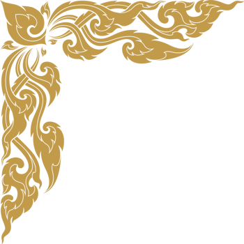 Gold corner art, asian buddhism temple png file for decoration
