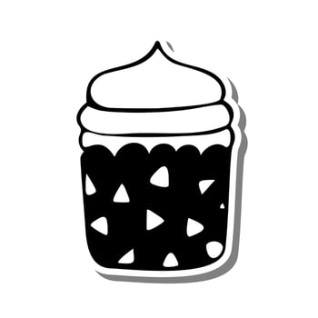 Monochrome Cupcake Layers on white silhouette and Gray shadow. Vector illustration for decoration or any design.