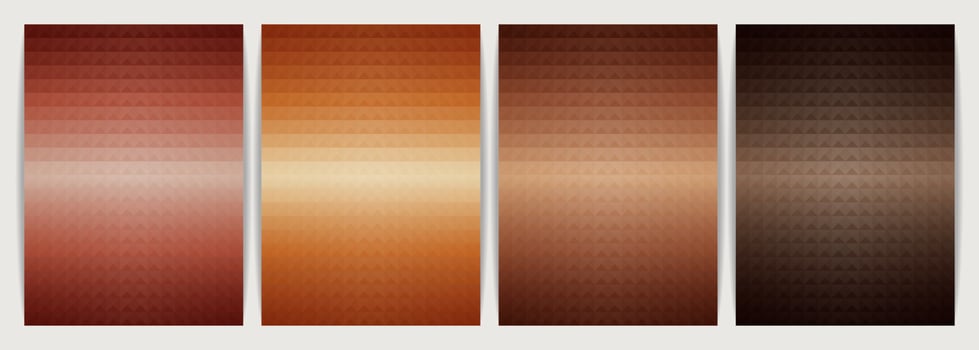 Poster design set abstract background, geometric shape triangle pyramid. Earth tone orange color design. Vector illustration.