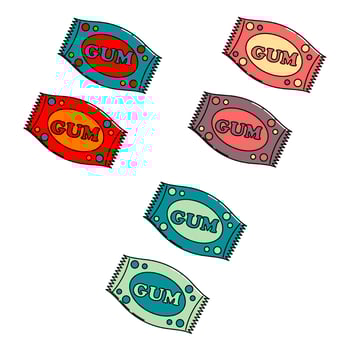 set of Chewing bubble gum in package. vector illustrator. vibrant colors, pastel colors.