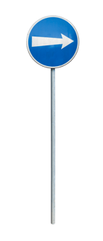 Traffic sign mandatory turn direction with metal post. png