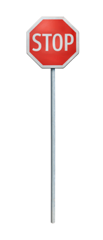 Traffic sign stop with metal post. png