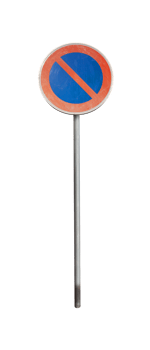 Used traffic sign no waiting with metal post. png