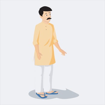 Indian 2 character pants and shirt and punjabi reading characters vector