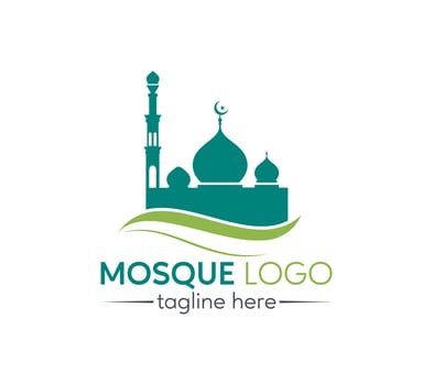 Mosque logo design on white background, Vector illustration.