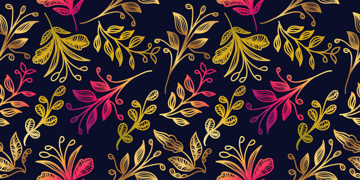 Colorful Seamless Floral Pattern with Gradient Style. Exotic Hand Drawn Flower Motif for Fashion, Wallpaper, Wrapping Paper, Background, Fabric, Textile, Apparel, and Card Design vector