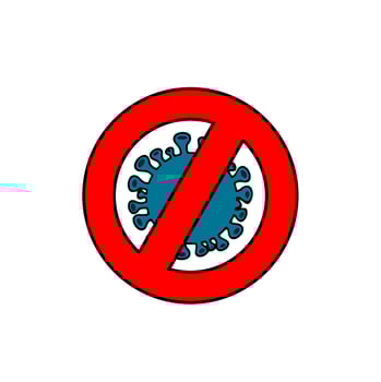 virus and prohibition sign vector design on white background