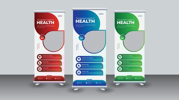 Medical Roll Up Banner Design Template vector