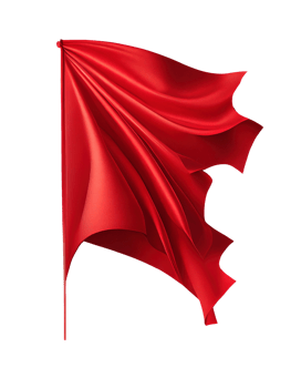 Red silk banner with folds on transparent background, created with png