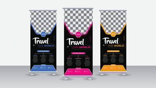 Tour and Travel Sale Roll up Banner Standee with a Place vector