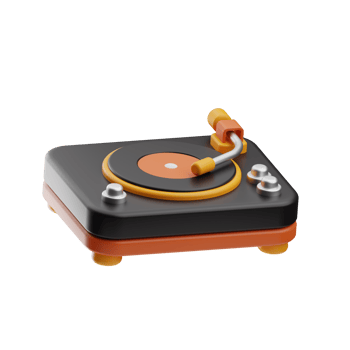 music object turntable illustration 3d png