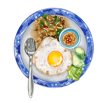 Thai food menu called Pad gaprao png