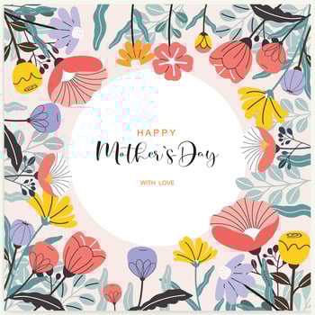 Mother's Day greeting cards with beautiful blossom flowers, and vector illustrations.