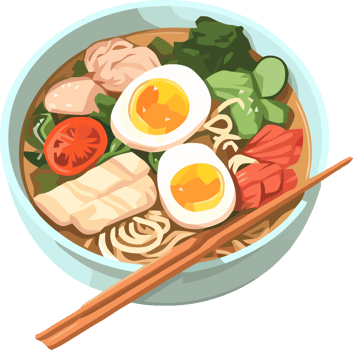 japanese meal ramen noodle bowl hand drawn illustration png