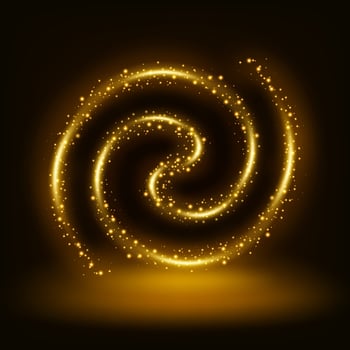 Golden spiral particle trail background, Vector Illustration
