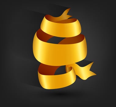 Golden Banner Ribbon On Dark Background, Vector Illustration