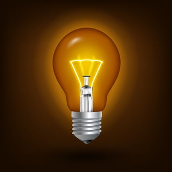 Incandescent Energy Saving Light Bulb Illuminated, Vector Illustration