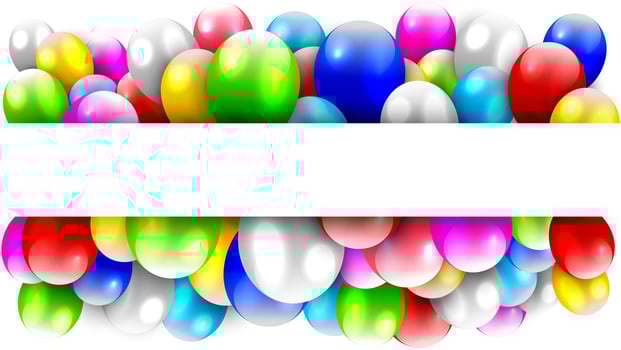 Balloons Floating With Text Space, Vector Illustration