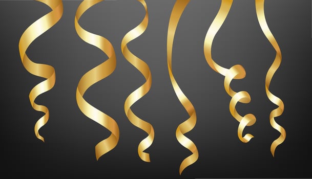The Best Choice Of Golden Ribbon Sets, Vector Illustration