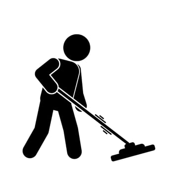 Cleaner Cleaning and Washing House Pictogram, stick figure. cleaning illustration vector
