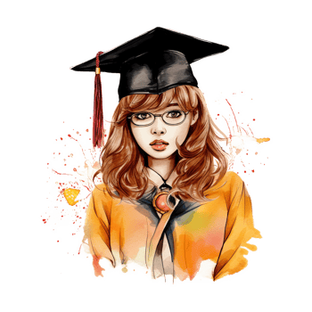 Graduation Girl Watercolor Art, png