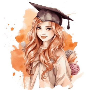 Graduation Girl Watercolor Art, png