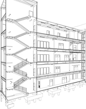 3D illustration of building project vector