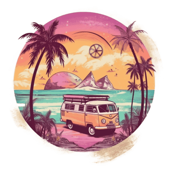 Summer Vacation Sunset Watercolor Art, png