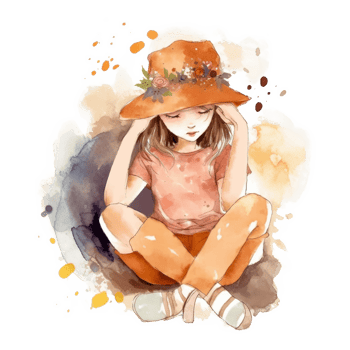 Watercolor Lazy Girl Sublimation Design, png